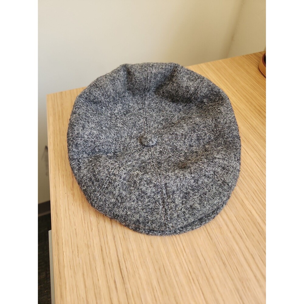 Harris Tweed Vintage Hand Woven Gray 100% Wool Newsboy Cap Hat